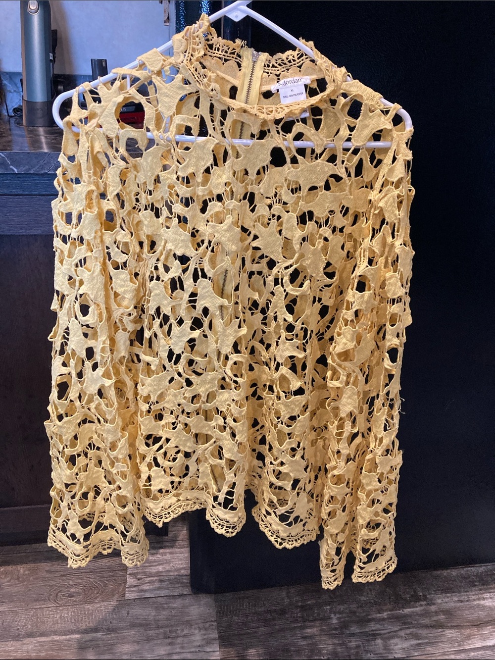 K Jordan Yellow Crochet Lace Long Sleeve Blouse
